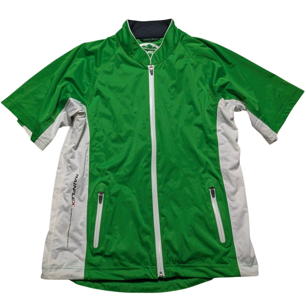 Sun Mountain Rainflex Women Medium Short Sleeve Golf Jacket Green White Zip